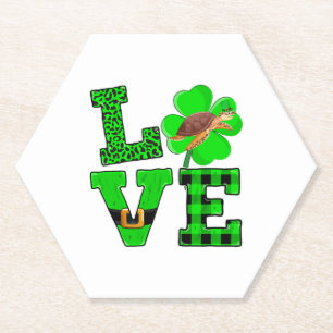 Dessous-de-verre En Papier Vert Shamrock Carreaux Amour Tortue De Mer St Patr