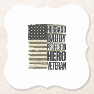 Dessous-de-verre En Papier Vétéran Mari Papa Protecteur Héros Chemise Drapeau