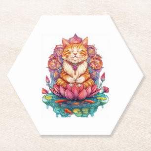 Dessous-de-verre En Papier Vibes de chat Zen � Méditer Kitty Psychedelic