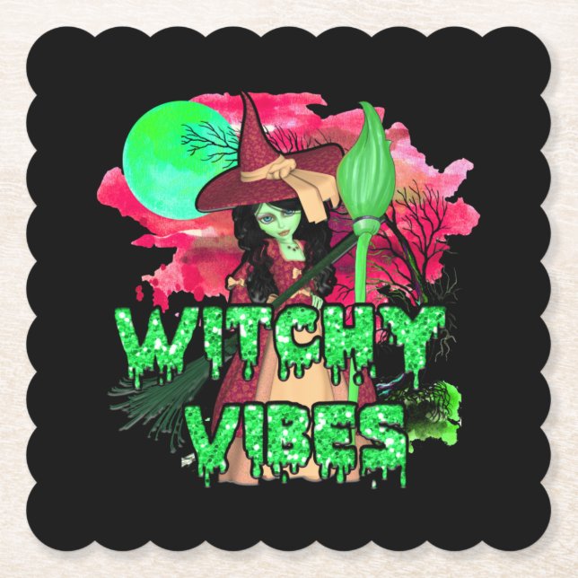 Dessous-de-verre En Papier Vibes de cuisine d'Halloween (Devant)