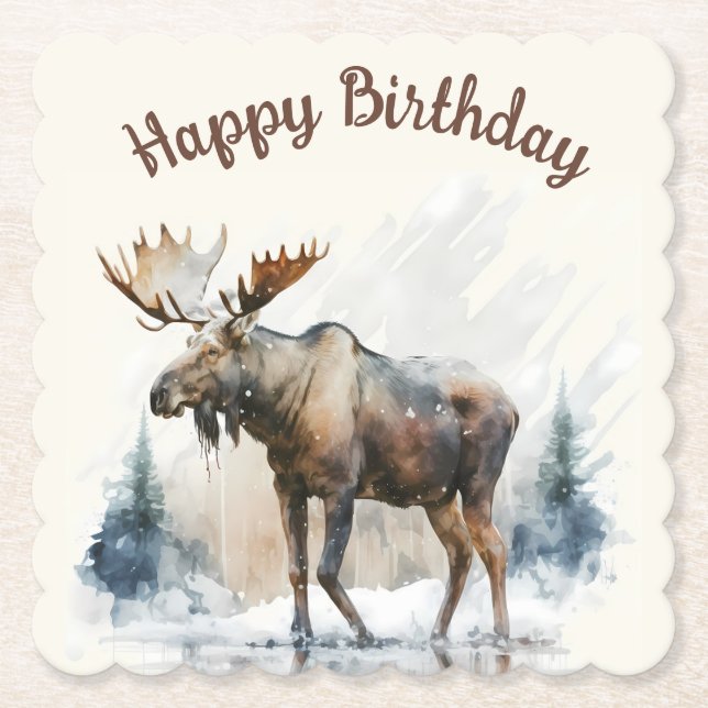 Dessous-de-verre En Papier Vibes d'hiver Aquarelle Oie - Dessous de verre en  (Devant)