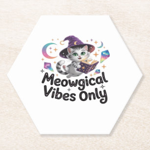 Dessous-de-verre En Papier Vibes Méowgiques Uniquement, Chat Kawaii Witch Flo