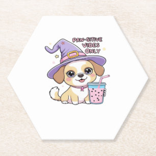 Dessous-de-verre En Papier Vibes Paw-Stive Seulement Chien mignon Avec Bubble