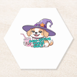 Dessous-de-verre En Papier Vibes Paw-Stive Seulement � Chien mignon Avec Thé
