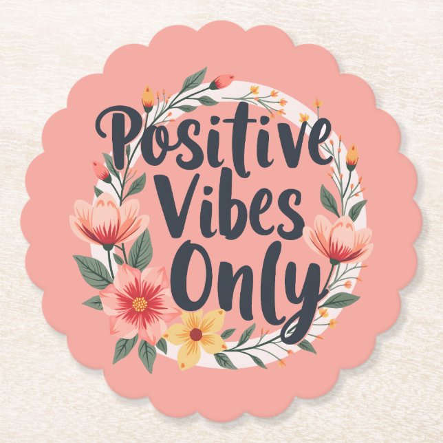 Dessous-de-verre En Papier Vibes Positives Uniquement Conception De Wreath Fl (Devant)