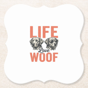 Dessous-de-verre En Papier Vie Amour Chien Woof Graphisme Rétro_1