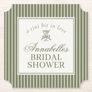 Dessous-de-verre En Papier Vieux Argent Stripé de la Mariée à l'Olive Martini