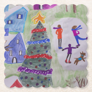 Dessous-de-verre En Papier Village de Noël