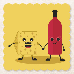 Dessous-de-verre En Papier Vin Et Fromage Invitation