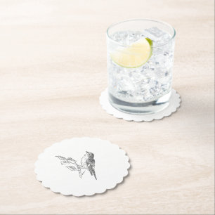 Dessous-de-verre En Papier Vintage Bird noir et blanc Mariage