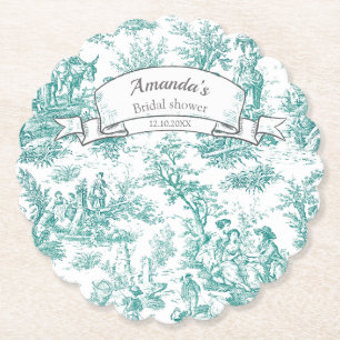 Dessous-de-verre En Papier Vintage floral turquoise toile de jouy