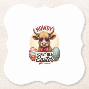 Dessous-de-verre En Papier Vintage Howdy Chérie Pâques Vache Highland Mignon