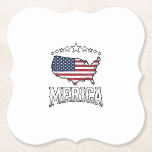 Dessous-de-verre En Papier Vintage Merica Patriote Drapeau Carte T-Shirt Desi
