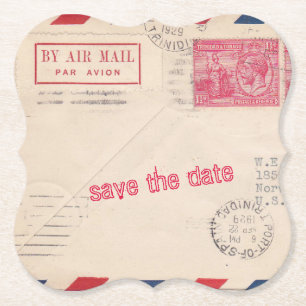 Dessous-de-verre En Papier Vintage Par Air Mail Drink Coasters