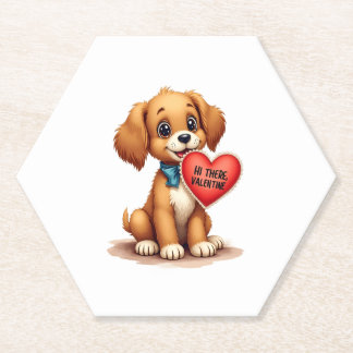 Dessous-de-verre En Papier Vintage Retro Valentine's Day Puppy Dog Valentine 