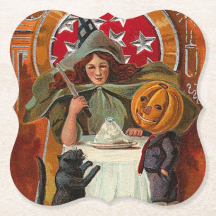 Dessous-de-verre En Papier Vintage sorcière d'Halloween couler sort avec bagu