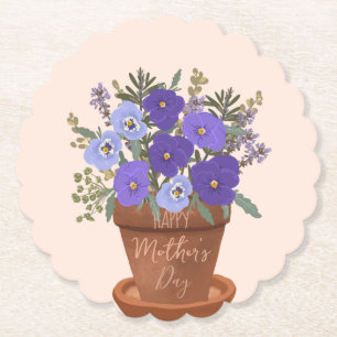 Dessous-de-verre En Papier Violettes violettes dans un pot – Fleurs pour la f