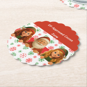 Dessous-de-verre En Papier Visages de Père Noël et d'elfe Papier de Noël am