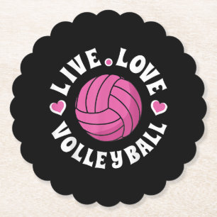 Dessous-de-verre En Papier Vivez Amour Volleyball Pour Femmes Filles Volleyba