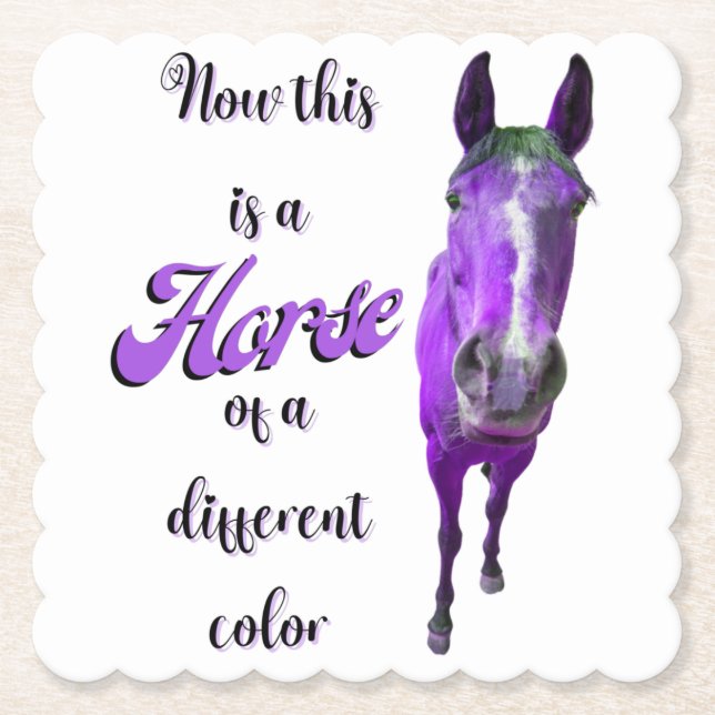 Dessous-de-verre En Papier Voici Un Cheval D'Une Couleur Différente, Violet (Devant)