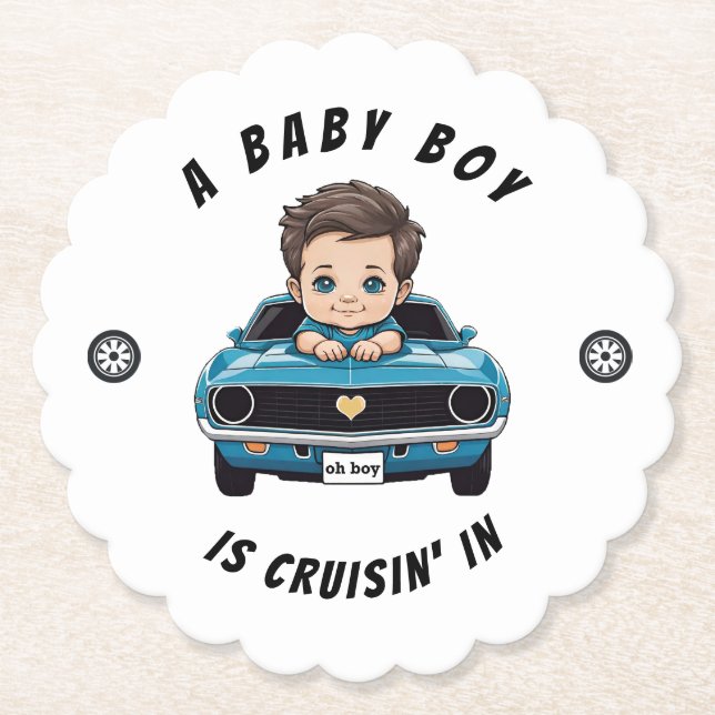 Dessous-de-verre En Papier Voiture Classique Voiture Baby Boy Cruisin' Dans D (Devant)