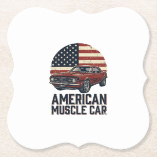Dessous-de-verre En Papier Voiture Musclée Américaine Vintage Drapeau Chemise