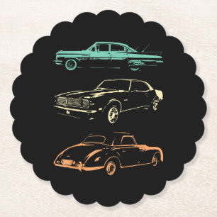 Dessous-de-verre En Papier Voitures Vintage - 80s & 90s Graphic Retro
