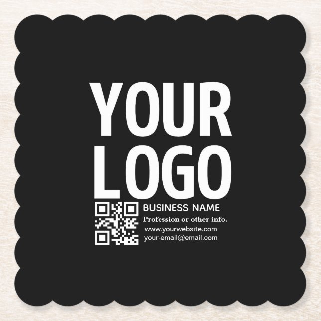 Dessous-de-verre En Papier Votre logo avec code QR et texte modifiables  (Devant)
