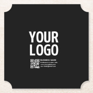 Dessous-de-verre En Papier Votre logo avec code QR et texte modifiables 