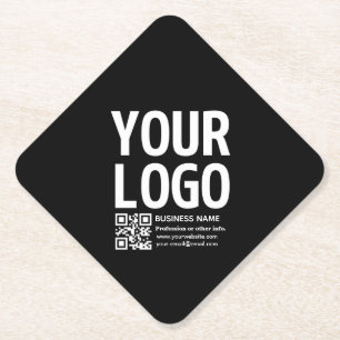 Dessous-de-verre En Papier Votre logo avec code QR et texte modifiables 