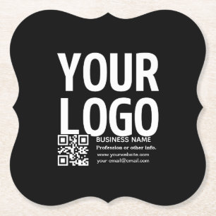 Dessous-de-verre En Papier Votre logo avec code QR et texte modifiables 