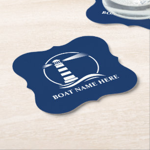 Dessous-de-verre En Papier Votre nom de bateau ou votre texte classique Phare
