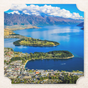 Dessous-de-verre En Papier Vue sur Queenstown de Bob's Peak, Nouvelle-Zélande