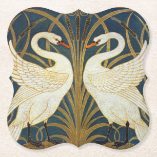 Dessous-de-verre En Papier Walter Crane Art nouveau Cygne et Iris vintage