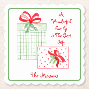 Dessous-de-verre En Papier Watercolor Holiday Family est le meilleur cadeau P
