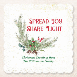 Dessous-de-verre En Papier Watercolor Holly Berries Bouquet Christmas