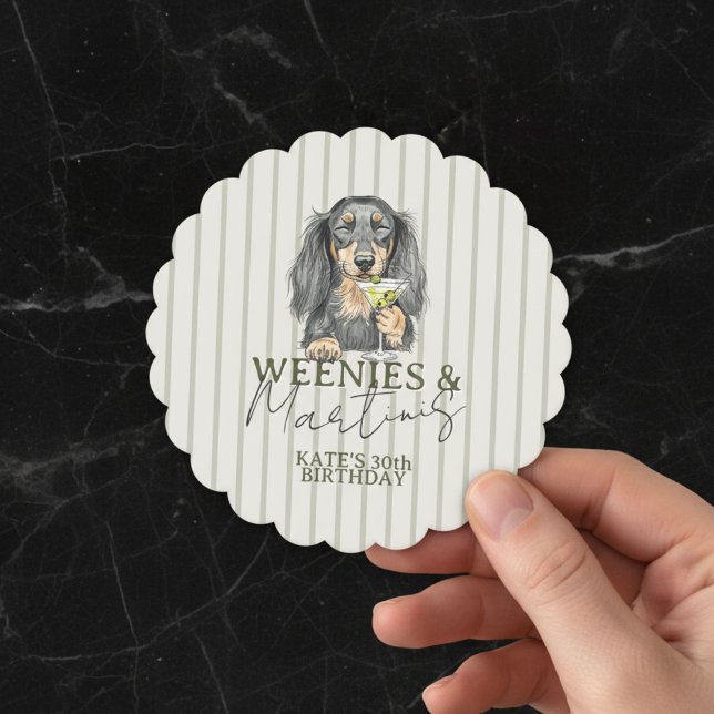 Dessous-de-verre En Papier Weenies tirés à la main et Martinis Dachshund (Celebrate with this Hand Drawn Weenies and Martinis Dachshund Paper Coaster! )