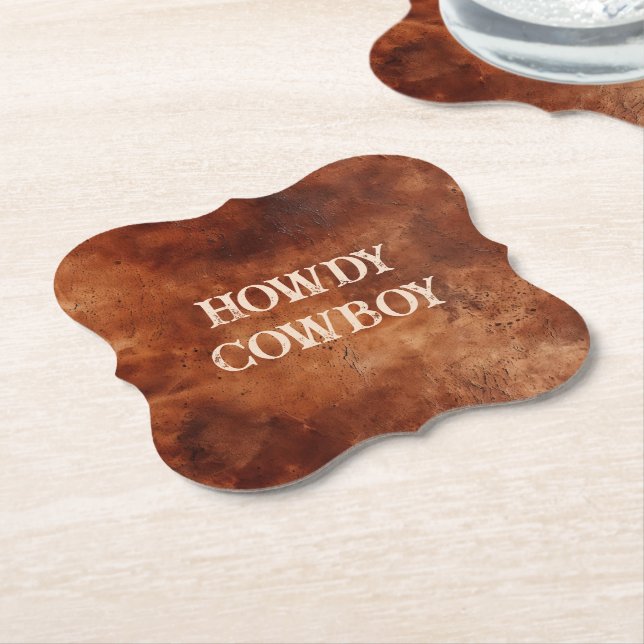 Dessous-de-verre En Papier Western Brown Howdy Cowboy Brown (Incliné)