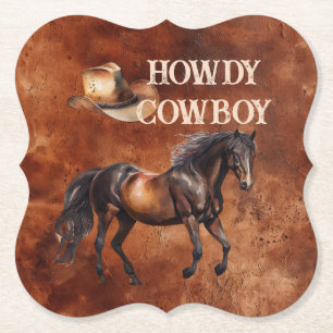 Dessous-de-verre En Papier Western Brown Howdy Cowboy Brown
