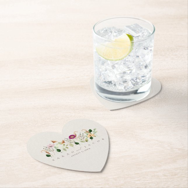 Dessous-de-verre En Papier Whimsical Wildflowers Garden Wedding (En situation)