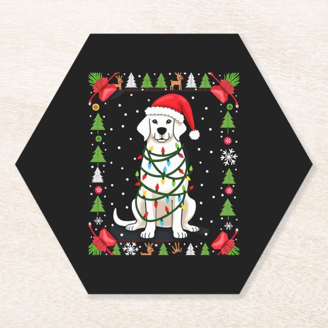 Dessous-de-verre En Papier White Boxer Dog Ugly Christmas Sweater Funny Xmas  (Devant)