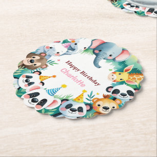 Dessous-de-verre En Papier Wild One mignonne Jungle Animaux Enfants Anniversa