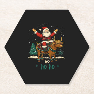 Dessous-de-verre En Papier Womens Xmas Tree Lighting Santa Riding Highland Co