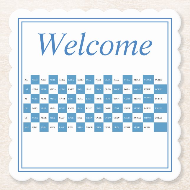 Dessous-de-verre En Papier Word Jeu Cheat Feuille Mots Avec Vowles (Devant)