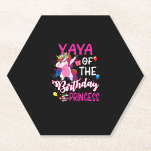 Dessous-de-verre En Papier Yaya Of The Birthday Princess Unicorn Girl T-Shirt
