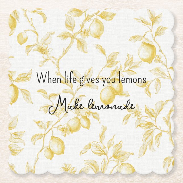 Dessous-de-verre En Papier Yellow Fruit Lemons Make Lemonade (Devant)