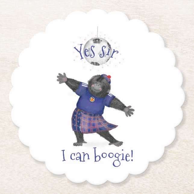 Dessous-de-verre En Papier Yes sir, I can boogie gorilla football coaster (Devant)