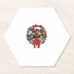 Dessous-de-verre En Papier Yorkshire Terrier Décor de couronne de Noël Noël N