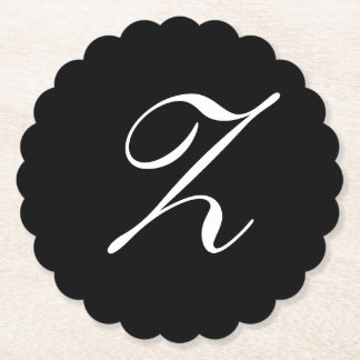 Dessous-de-verre En Papier Z Monogramme initial blanc sur noir