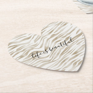 Dessous-de-verre En Papier Zen Cream White Cocoa Brown Zebra Imprimer